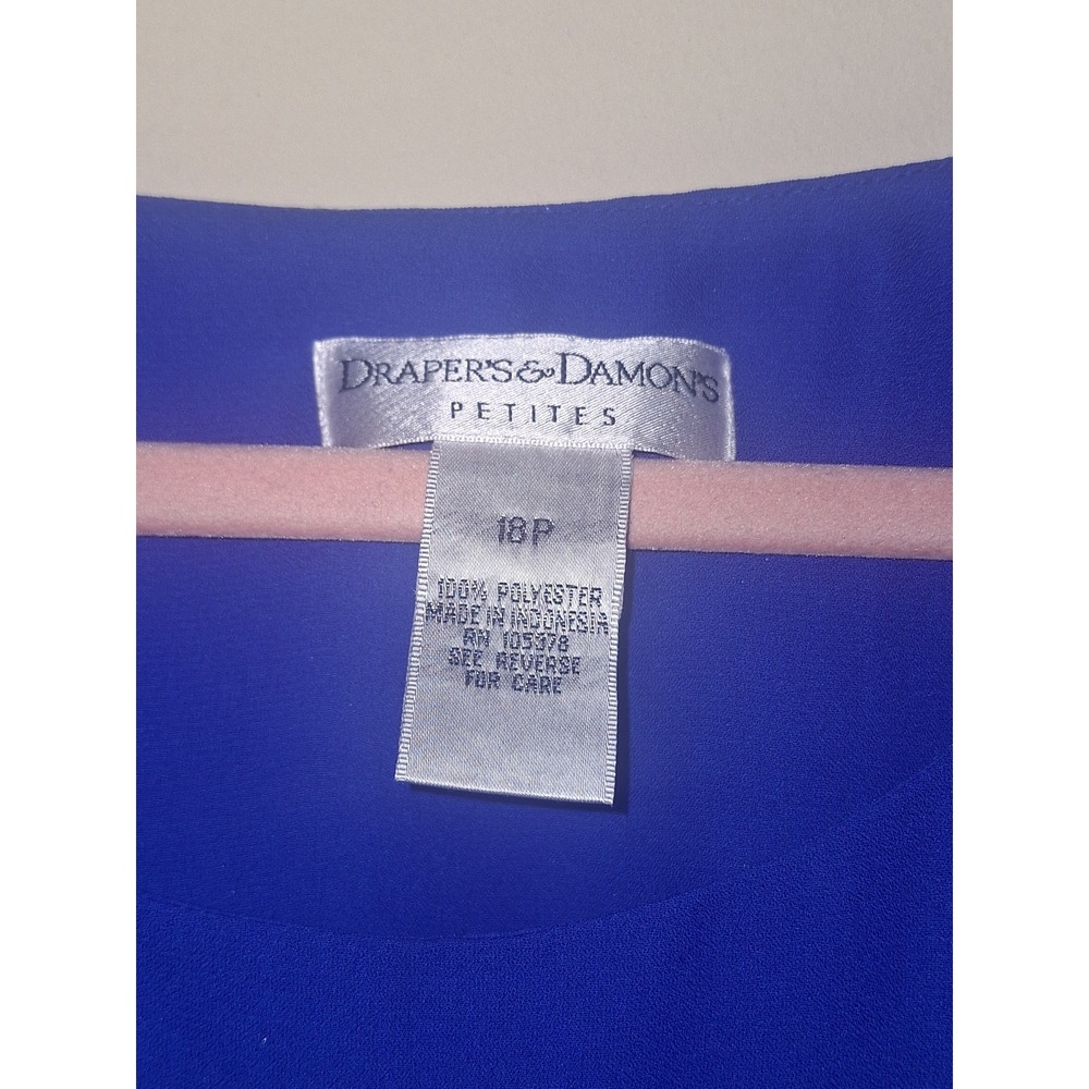 Drapers & Damon's Petites Royal Blue Cropped Flowy 18P‎ Blouse Top Careerwear - Picture 3 of 7